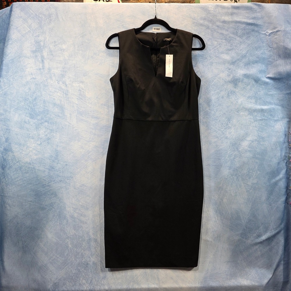 Ann Taylor Womens Black Sleeveless Split Neck Sheath Dress Size 4 NWT